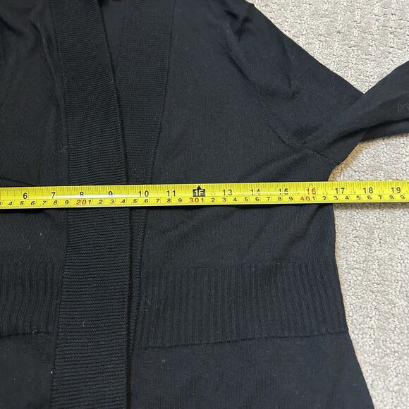 Talbots Cardigan Women's MP Black Merino Wool Open Front Sweater Minimal Casual - Picture 11 of 12